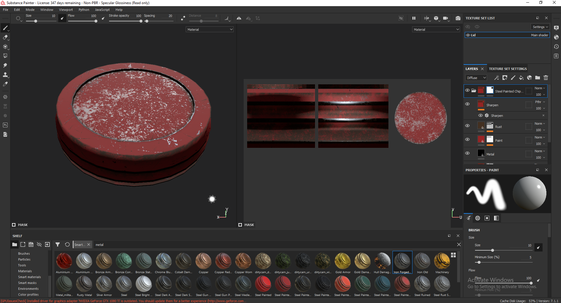 Texturing a jar in Substance Painter.